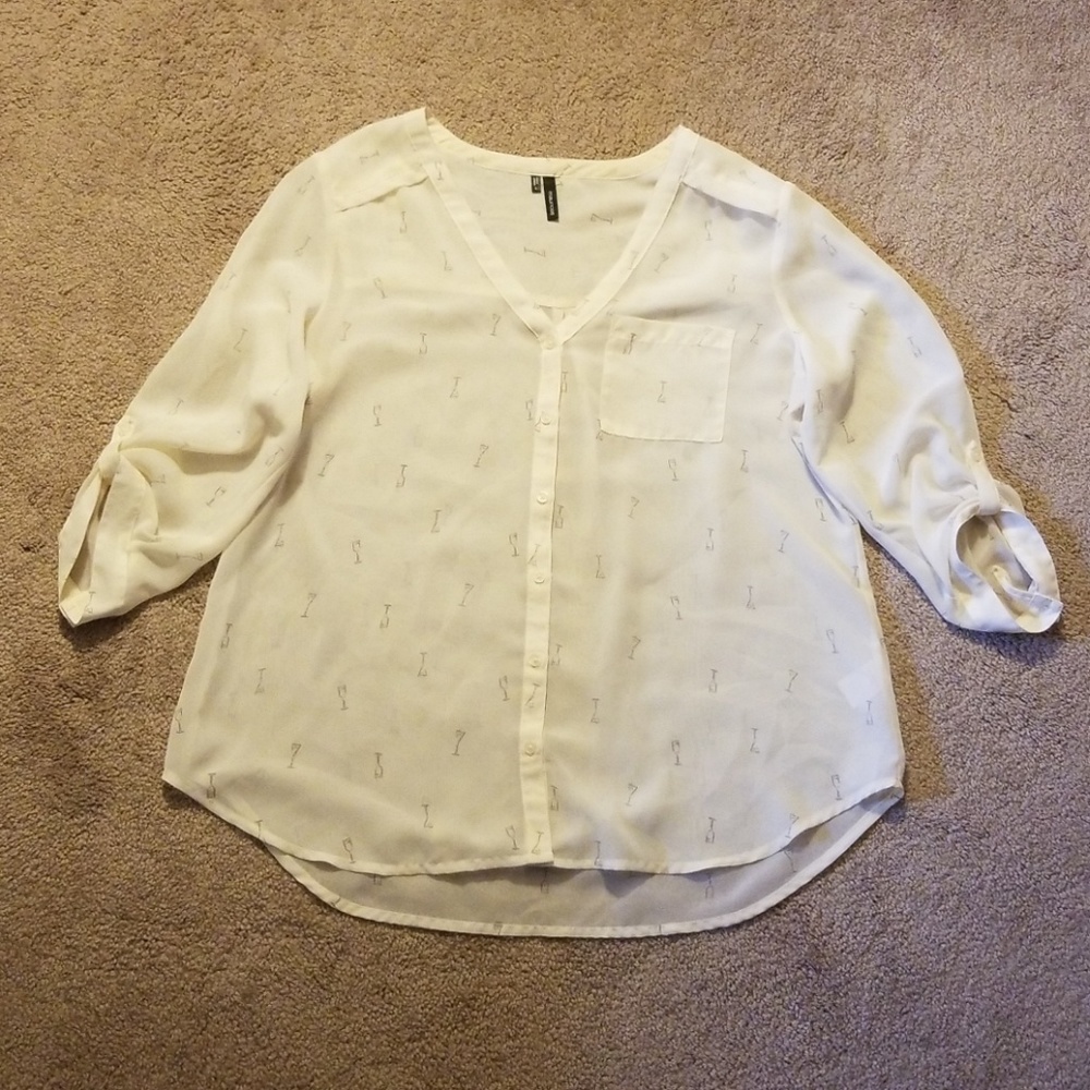 maurices Button-up Blouse Cocktail Print